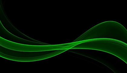 Abstract image of luminous green waves on a black background