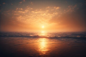 Obraz premium Experience the magic of a breathtaking ocean sunset with vibrant colors reflecting on the water's surface