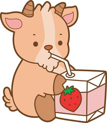 Cute goat animal icon stickers illustration elements. 