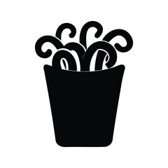 Silhouette of decorative plumes in a pot, artistic floral arrangement design