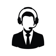 Black and white silhouette image of a customer service representative or operator