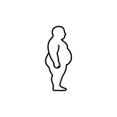 Simple Line Art Drawing of an Obese Human Figure Demonstrating Health Issues and Weight Gain Concerns on a White Background