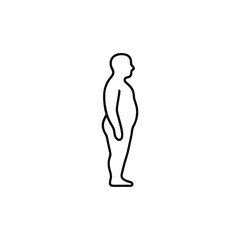 Side View Silhouette of a Man Showing Characteristics of Obesity and Lack of Physical Fitness, Unhealthy Lifestyle