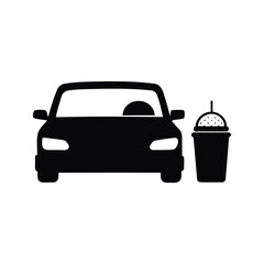 Icon of a car parked next to a milkshake or smoothie drink