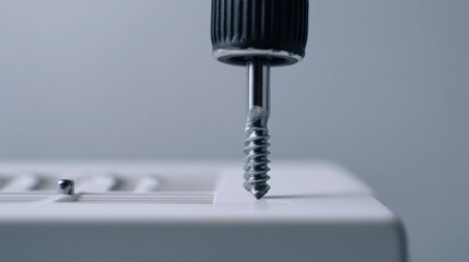 Screwdriver on air conditioner close up for maintenance and repair concepts