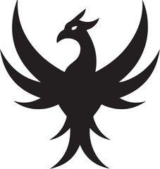 Obraz premium Minimalist stylized black phoenix silhouette isolated on transparent background