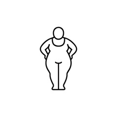 Simple Line Art Illustration of an Overweight Woman with Hands on Hips Expressing Body Positivity