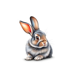 Obraz premium Rabbit is sitting on a white background