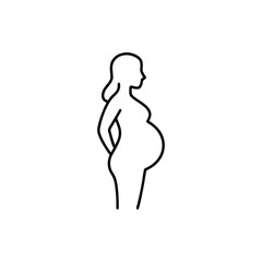 Minimalist Line Drawing of a Pregnant Woman, Symbolizing Motherhood, Fertility, and New Life, Rendered in a Simple and Elegant Aesthetic