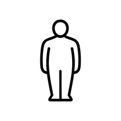 Simple Black Outline Human Figure Standing Straight Symbolizing Neutrality and General Representation of a Person in Icon Form