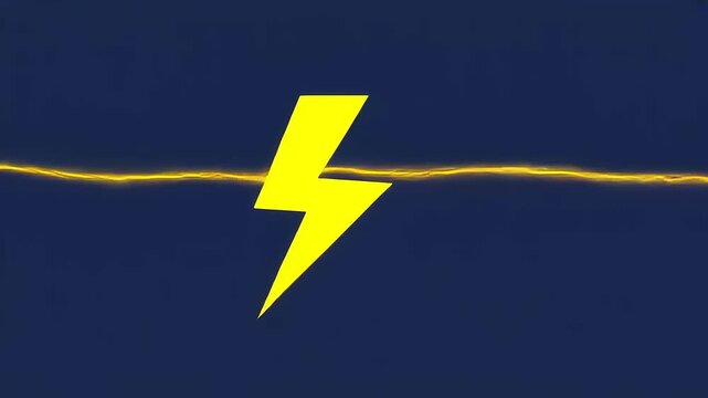 Bright yellow lightning bolt against a deep blue background, symbolizing energy and power