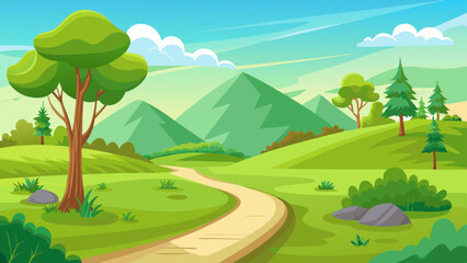 Fototapeta premium beautiful nature landscape with green grass hill