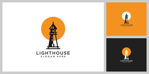 Minimalist line abstract lighthouse logo design