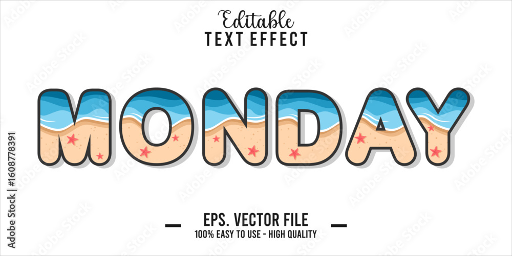 Poster monday text style effect, editable text effect