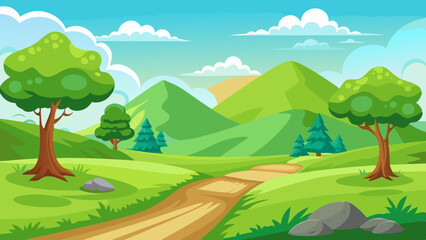 Fototapeta premium beautiful nature landscape with green grass hill