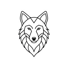 Wolf head line art, wolf clipart, animal wolf