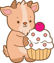 Cute goat animal icon stickers illustration elements. 