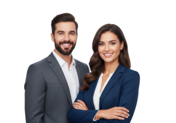 Diverse Business Professionals Smiling, isolated on a transparent background