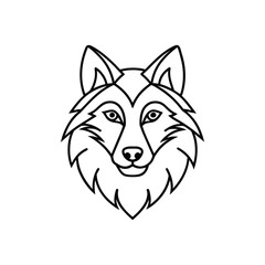 Wolf head line art, wolf clipart, animal wolf