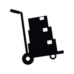 A Black Hand Truck with Boxes, Representing Delivery, Packaging, and Transportation