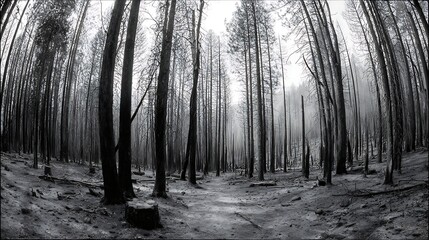 Naklejka premium Vast green forests scorched by rising heat and environmental destruction across the landscape