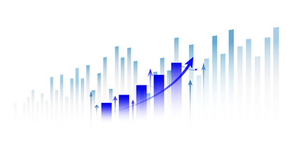 business graph finance growth with arrow up transparent background. isolated growth arrow illustration design on financial background.