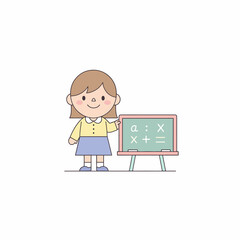 child with blackboard