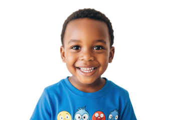 Happy Young African American Boy Smiling, isolated on a transparent background