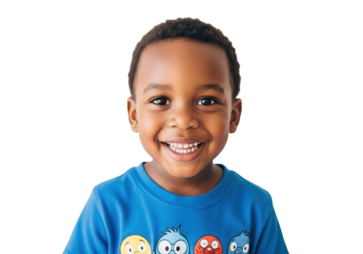 Happy Young African American Boy Smiling, isolated on a transparent background

