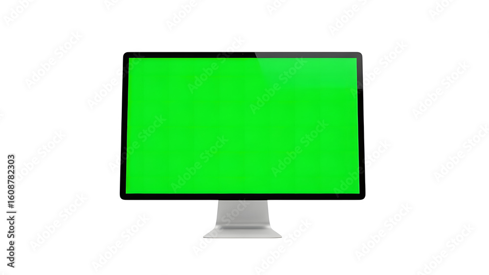 Fototapete Green screen monitor mockup for video editing and graphic design projects template with blank display area on transparent background
