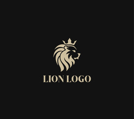 Strong Lion Head with Crown Logo Profile