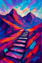 colorful sunset in mountains