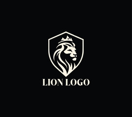 Lion Head with Crown in Shield Logo