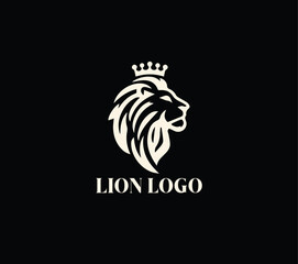  Majestic Lion Head with Crown Profile Logo