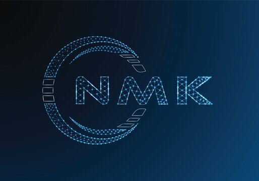 NMK low poly letter logo vector design. NMK lower poly logo design. Low poly logo.