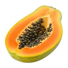 papaya in half isolated on white background
