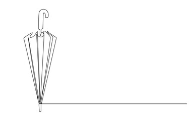 Umbrella Continuous Line Drawing, Continuous single line drawing of opened umbrella, Summer holiday concept doodle vector illustration