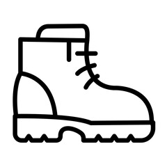 Rugged Hiking Boot Icon. Essential Footwear for Outdoor Trekking Mountain Climbing and Wilderness Exploration. Adventure and Sport Symbol. Line Art Vector Illustration.