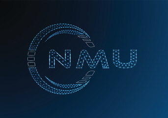 NMU low poly letter logo vector design. NMU lower poly logo design. Low poly logo.