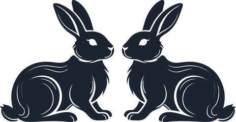 Silhouette Vector of Rabbit Sitting on the Moon – Magical Night Scene