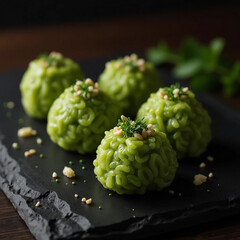 Vibrant Green Mochi-Style Desserts