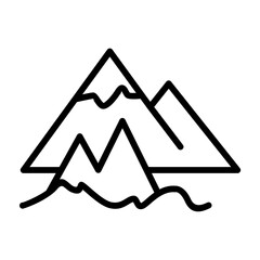 Majestic Mountain Range Landscape Icon. Symbol of Nature Scenery Outdoor Adventure Hiking and Wilderness Exploration. Line Art Vector Illustration for Travel.