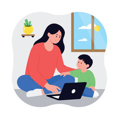 Mother Multitask Vector illustration. EPS 10 file