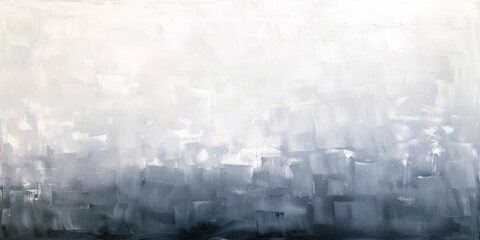 Abstract grey and white painting creating a moody atmosphere