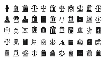 Collection of law, justice, and banking icons