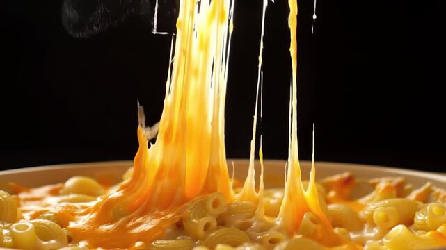 Cheese tearing apart from mac n' cheese dish