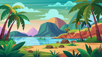 tropical landscape background for zoom vector illustration
