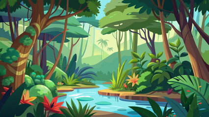tropical rainforest safari jungle background