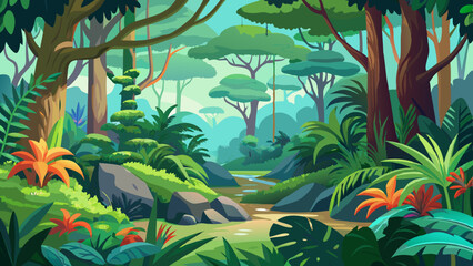 tropical rainforest safari jungle background