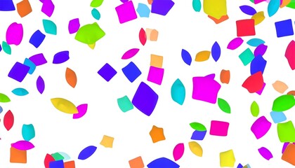 Colorful confetti scattered on white background